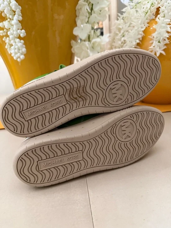 Michael Kors Bright Green Leather & Suede Lace-Up Sneakers - Picture 7 of 7